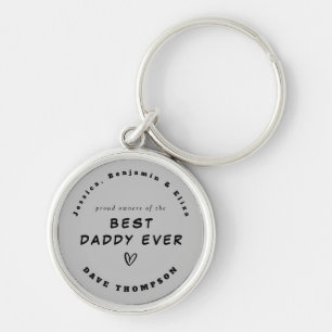 Best Daddy Ever Custom Names Black Grey Key Ring