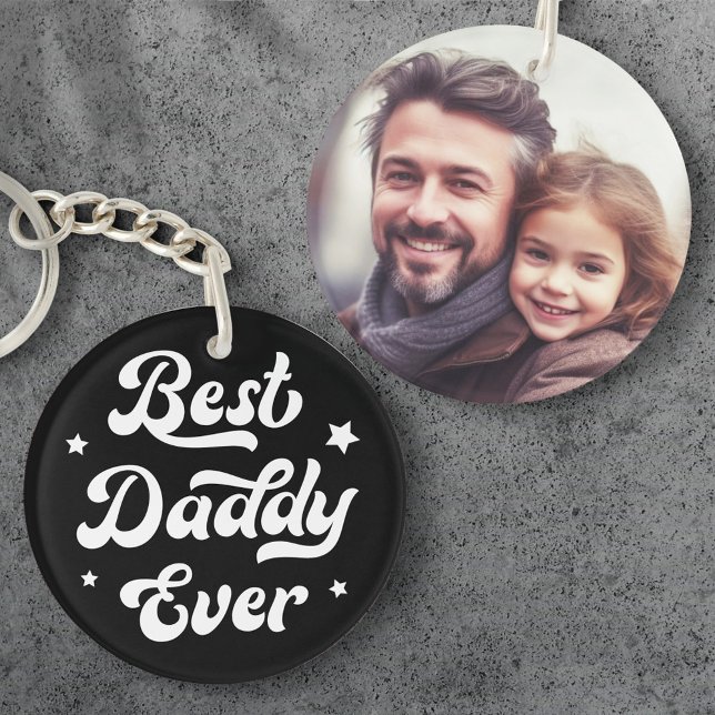 Best daddy ever dad father's day photo black white key ring (Creator Uploaded)