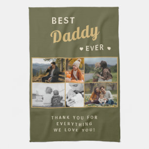 Best Daddy Ever Family Father's Day 6 Photo Tea Towel