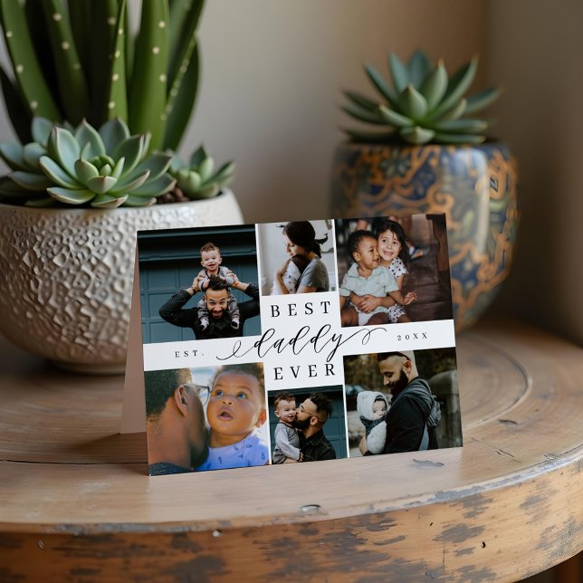 Best Daddy Ever | Father's Day 6 Photo Collage Card (Best Daddy Ever | Father's Day 6 Photo Collage Card)