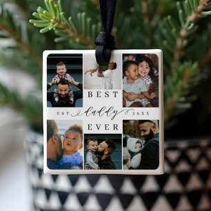 Best Daddy Ever   Father's Day 6 Photo Collage Ceramic Ornament