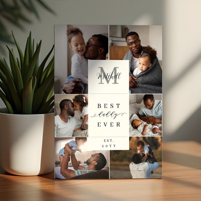 Best Daddy Ever Father's Day 6 Photo Monogram Plaque (Best Daddy Ever Father's Day 6 Photo Monogram Plaque)