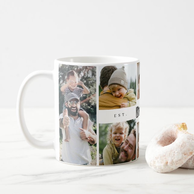 Best Daddy Ever | Father's Day 8 Photo Collage Two Coffee Mug (With Donut)