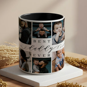 Best Daddy Ever | Father's Day 8 Photo Collage Two-Tone Coffee Mug