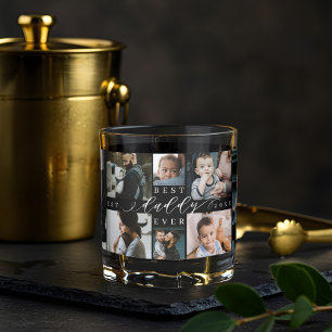 Best Daddy Ever   Father's Day 8 Photo Collage Whiskey Glass