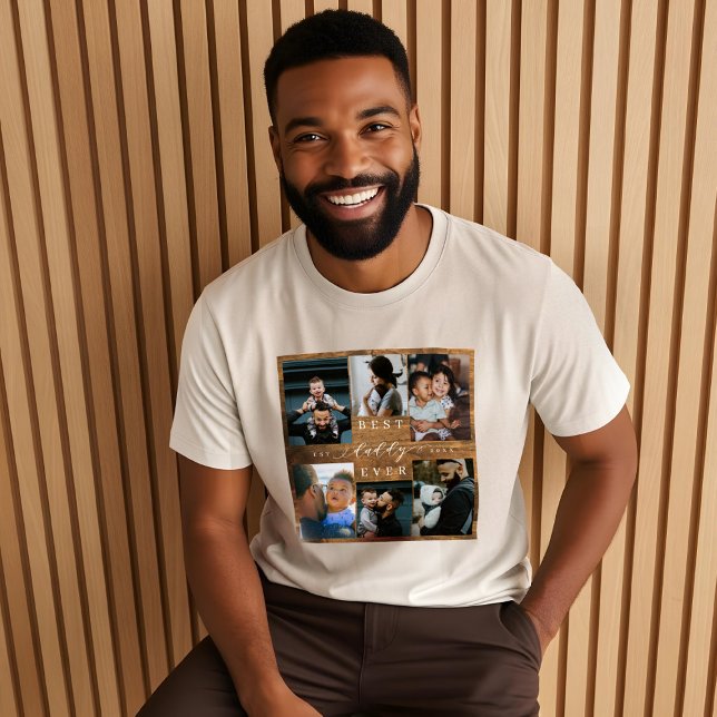 Best Daddy Ever Father's Day Gift Photo Woodgrain Tri-Blend Shirt (Best Daddy Ever Father's Day Gift Photo Woodgrain Tri-Blend Shirt)