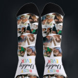 Best Daddy Ever Fun Photo Collage Socks<br><div class="desc">Looking for a cool pair of socks for your father,  well your in luck because here they are! Featuring 24 square photos for you to replace with your own,  and the saying 'best daddy ever' in a colourful typographic design.</div>