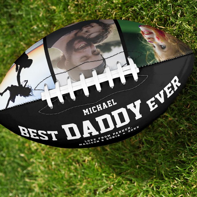 BEST DADDY EVER Modern Cool Colour Photo Collage Football (Creator Uploaded)
