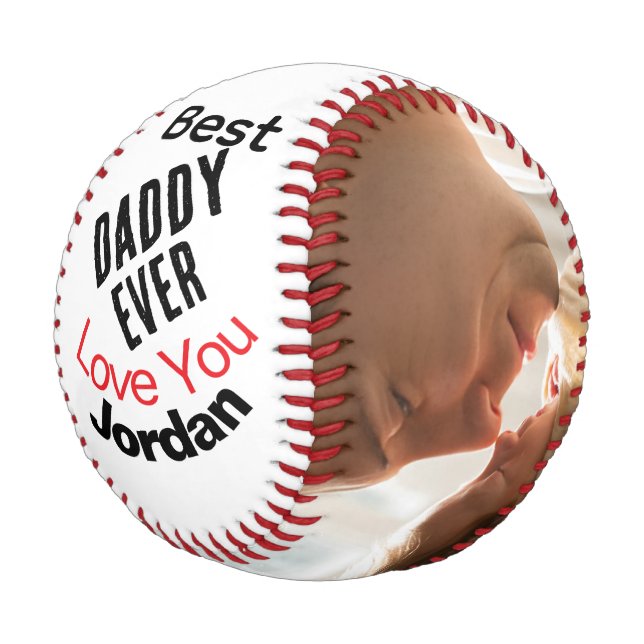 Best Daddy Ever Modern Personalised 2 Photo  Baseball (Angled)