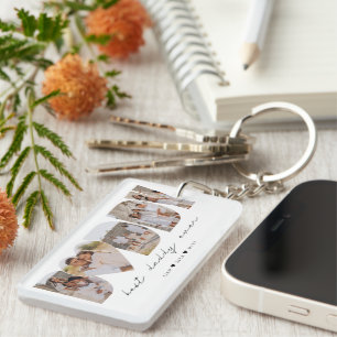 Best Daddy Ever Modern Photo Collage Father's Day Key Ring