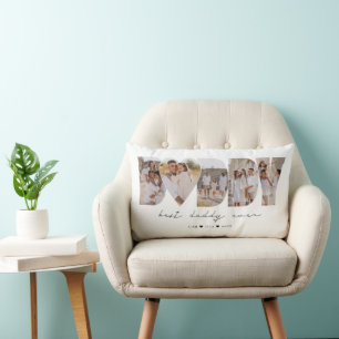 Best Daddy Ever Modern Photo Collage Father's Day Lumbar Cushion