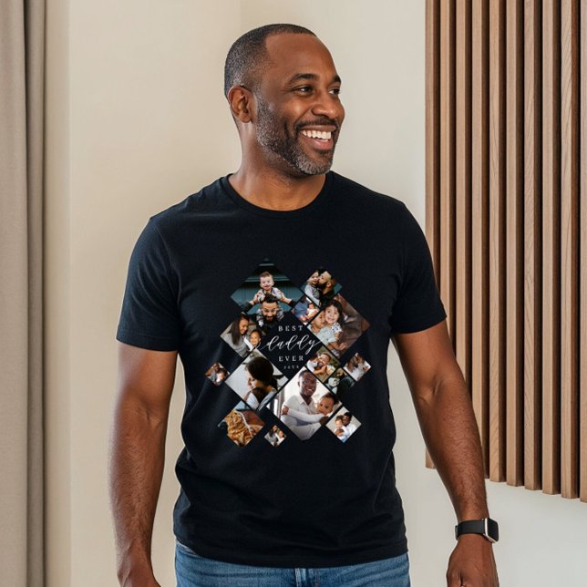 Best Daddy Ever Modern Photo Collage Personalised Tri-Blend Shirt (Best Father Ever Modern Photo Collage Personalized Tri-Blend Shirt)