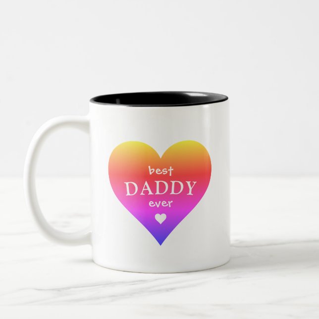 Best Daddy Ever Rainbow Heart Two-Tone Coffee Mug (Left)