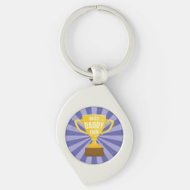 Best Daddy Ever Retro Father's Day Cool Trophy Cup Key Ring (Front)
