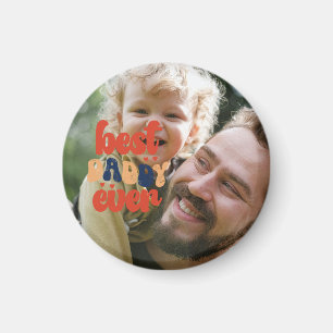 Best Daddy Ever Retro Personalised Photo Magnet