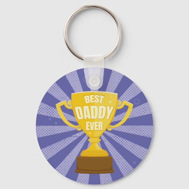 Best Daddy Ever Retro Trophy Cup Father's Day Key Ring (Front)