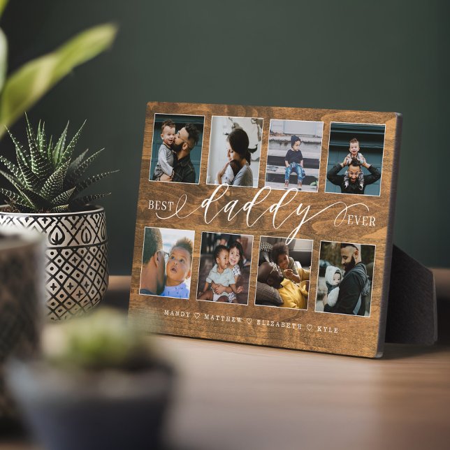 Best Daddy Ever Rustic Woodgrain Photo Collage Plaque (Best Daddy Ever Rustic Woodgrain Photo Collage Plaque)