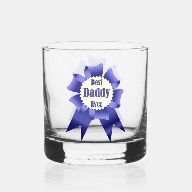 Best Daddy Ever winner award ribbon for Father Whiskey Glass (Back)