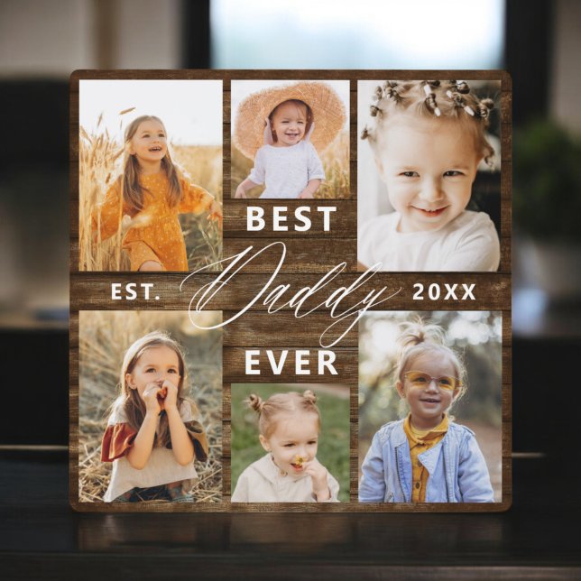 Best Daddy Ever - Wood Father's Day Photo Collage Plaque (Creator Uploaded)