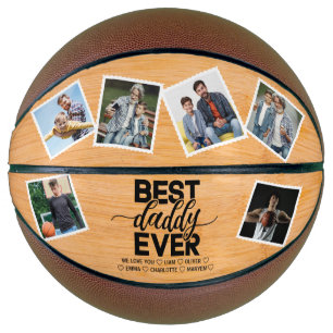 Best Daddy Ever Wooden Father's Day Family Photo Basketball
