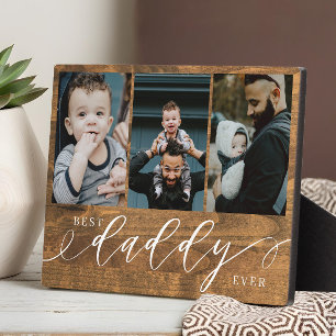 Best Daddy Ever Woodgrain Fathers Day Gift Photo Plaque