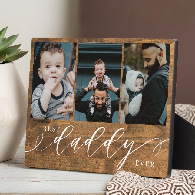 Best Daddy Ever Woodgrain Fathers Day Gift Photo Plaque (Best Daddy Ever Woodgrain Fathers Day Gift Photo Plaque)