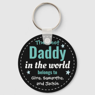 Best Daddy in the World Custom Name Keychain