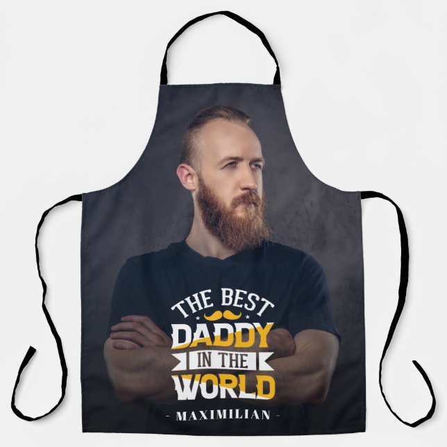 Best daddy in the world name & photo  apron (Front)