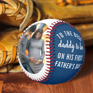 Best Daddy to Be 2 Photo First Father's Day Blue Baseball