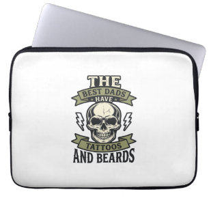 Best Dads Have Tattoos and Beards Skull Shirt_1 Laptop Sleeve