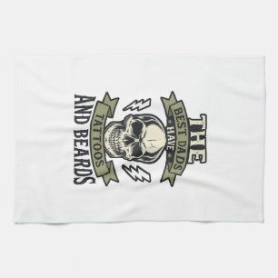 Best Dads Have Tattoos and Beards Skull Shirt_1 Tea Towel