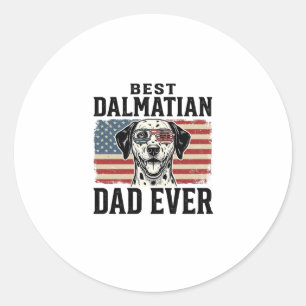 Best Dalmatian Dad Ever Patriotic Dog Shirt Design Classic Round Sticker