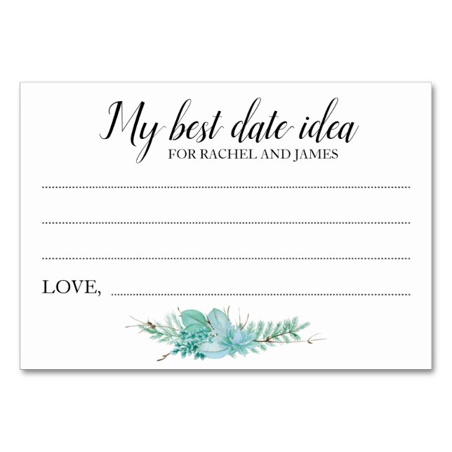 Best Date Idea Wedding Shower Succulent Card (Front)