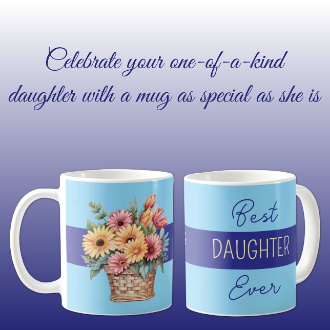 Best daughter ever gerbera flowers blue coffee mug (Creator Uploaded)