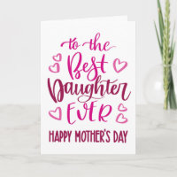 Best Daughter Ever Mother's Day Typography in Pink