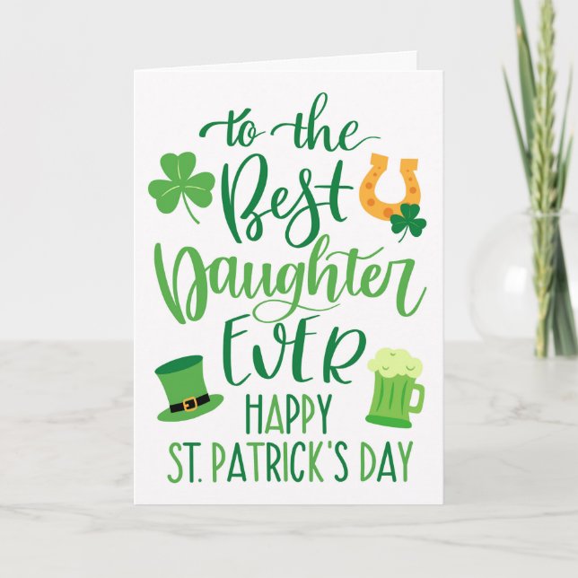 Best Daughter Ever St Patrick's Day Typography Card (Front)