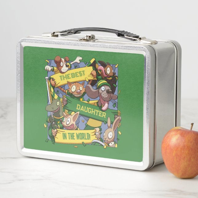 Best Daughter Funny Animal Sports Fans Cartoon Metal Lunch Box (In Situ)