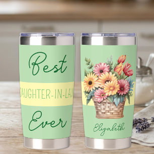 Best daughter-in-law ever gerbera flowers green insulated tumbler