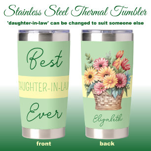 Best daughter-in-law ever gerbera flowers green insulated tumbler