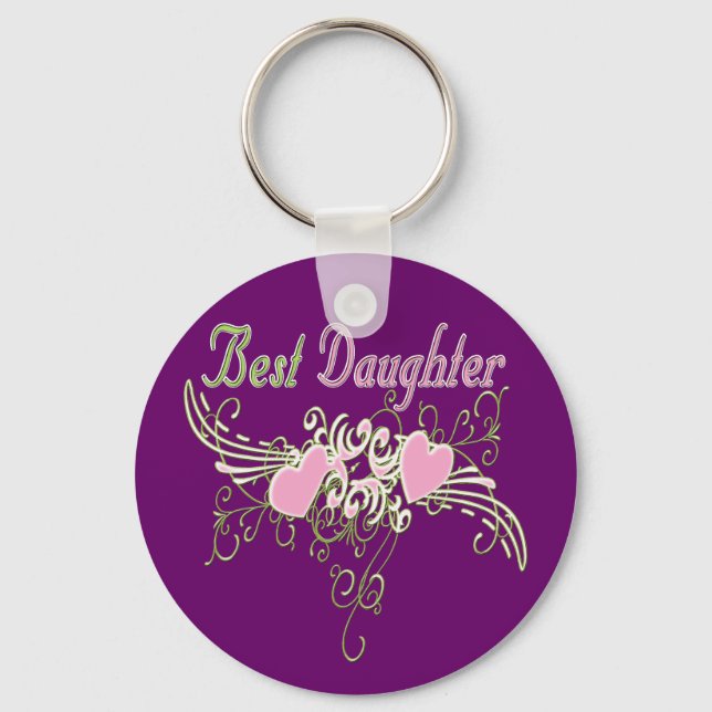 Best Daughter Swirling Hearts Gifts Key Ring (Front)