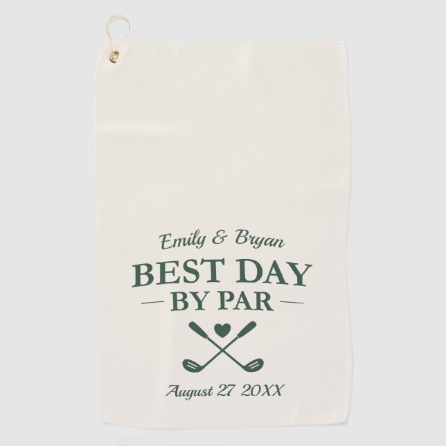 Best Day by Par Personalized Wedding Golf Towel (Front)