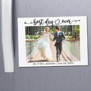 Best Day Ever Calligraphy Heart Magnet Card