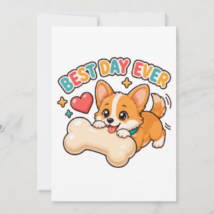 Best Day Ever Cute Corgi Puppy Invitation