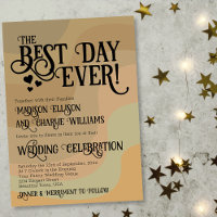 Best Day Ever Earthtone Retro Swirls Wedding