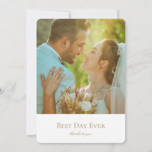 Best Day Ever Elegant Gold Photo Wedding Thank You Card