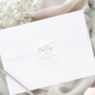 BEST DAY EVER! Elegant, Wedding Classic Round Sticker