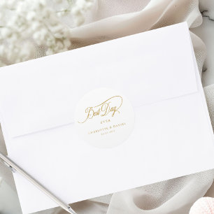 BEST DAY EVER!  Elegant, Wedding  Classic Round Sticker