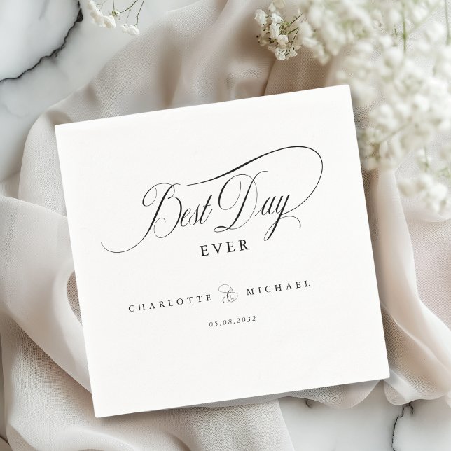 BEST DAY EVER!  Elegant, Wedding Napkin (BEST DAY EVER! Elegant, modern, minimal Wedding Napkins)