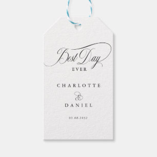 BEST DAY EVER!  Elegant, White Wedding  Gift Tags