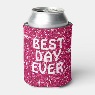 BEST DAY EVER glitter fuchsia Can Cooler